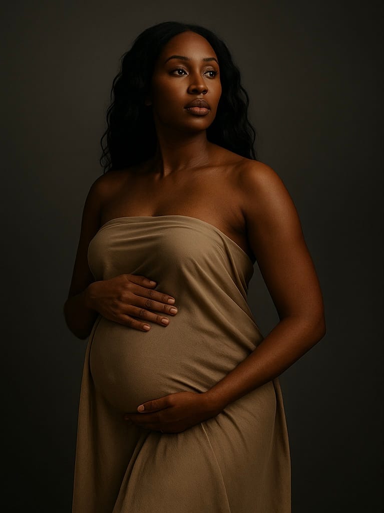 Empowering maternity photography celebrating motherhood and femininity.