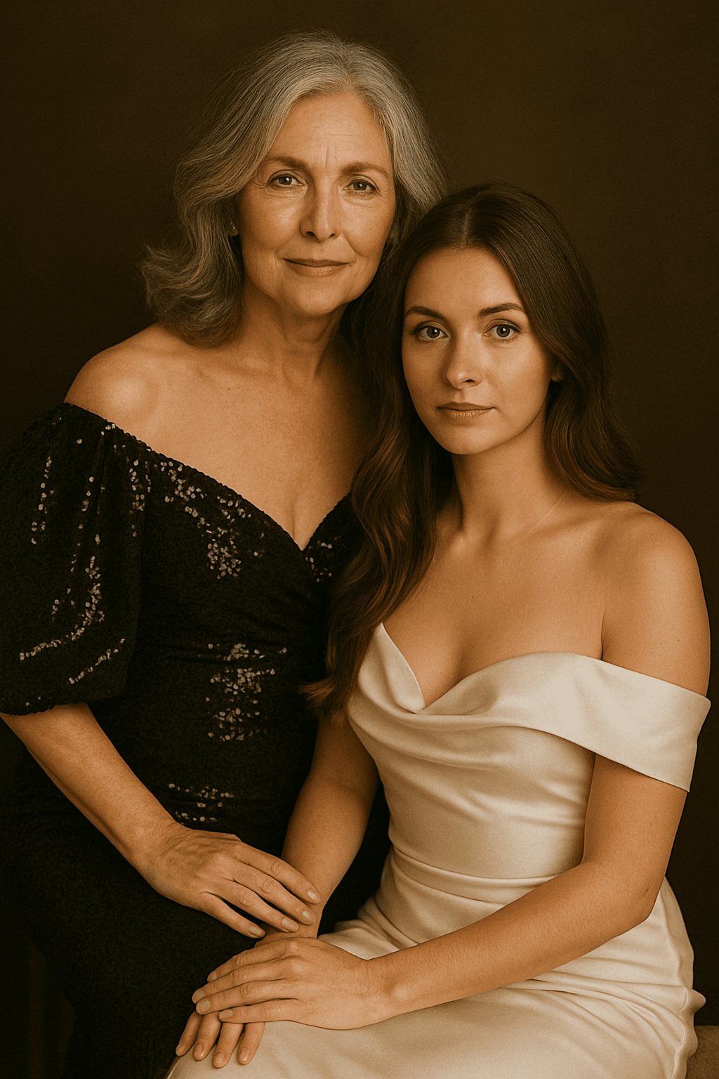 Emotional grandmother and granddaughter portrait designed for heirloom artwork